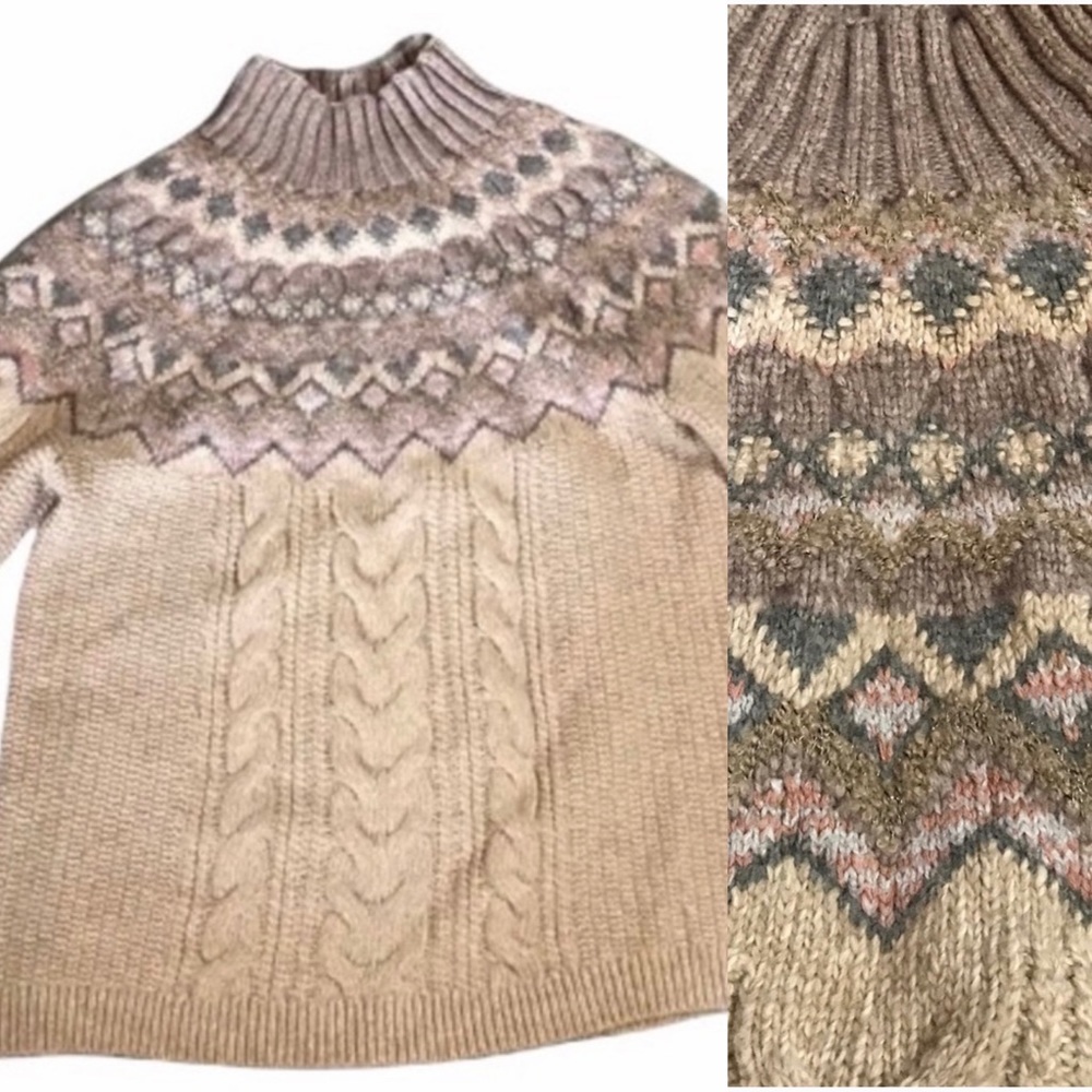 Chico’s Wool blend sweater mock turtleneck womens